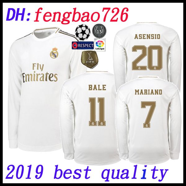 

2019 2020 real madrid long leeve thailand quality occer jer ey kroo home white 2019 ramo i co modric jer ey nino 19 20 uniform