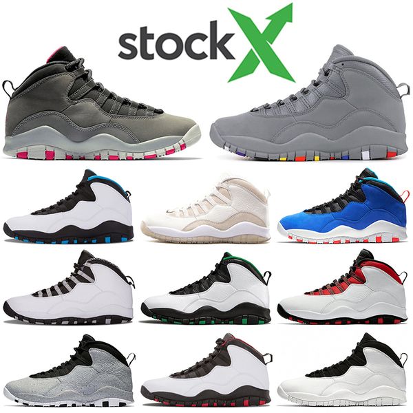 

2020 new arrival fashion jumpman 10s basketball shoes smoke cool grey powder blue ovo white tinker steel grey for men size 40-47, White;red