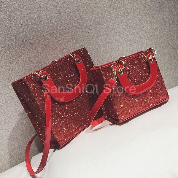 

british fashion female square bag 2019 new quality pu leather women's designer handbag ladies sequin tote shoulder messenger bag