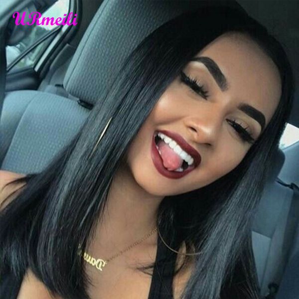 

short bob human hair wig brazilian straight virgin ombre hair wig 150% density lace front human hair wigs for black women dhgate wholesale, Black;brown