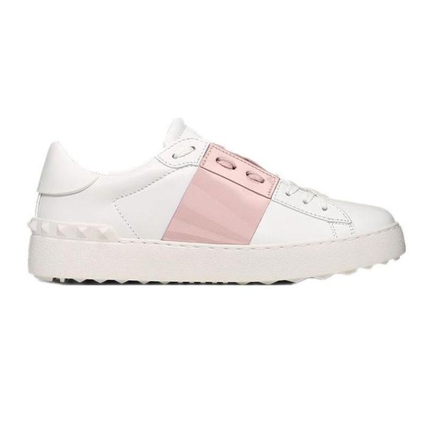 

fashion designer shoes for men women rivet sliver black green pink stripe leather walking casual shoe size 36-46
