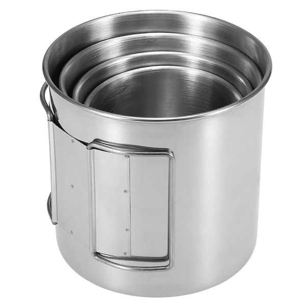 

4pcs stackable drinking water cups foldable handles for outdoor camping