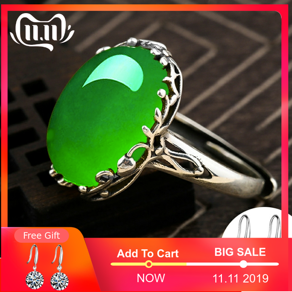 

13*18mm not fake s925 sterling silver asia emerald rings jade moldevite chinatown colombia retro gemstone, Golden;silver