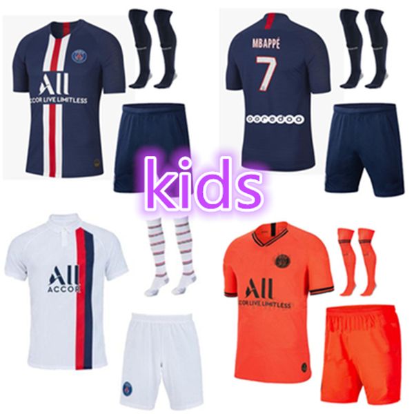 

2019 2020 pari kid kit occer jer ey 19 20 mbappe home away icardi cavani di maria maillot de foot child urvetement p g kid kit
