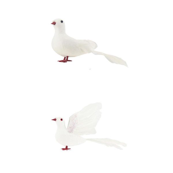 

2pcs feather white dove animal house decor fine craftwork statue birthday gift