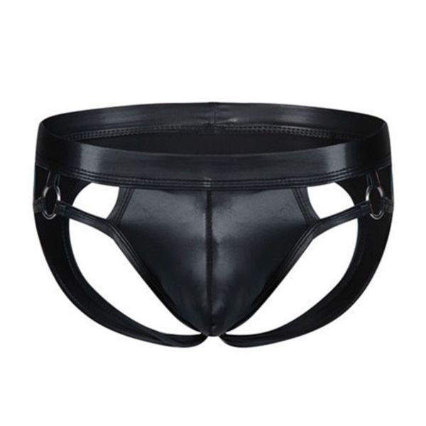 

men's briefs underwear artificial leather underwear black jock strap briefs g-strings underpants, Black;white