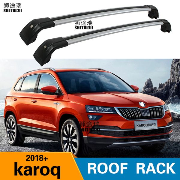 

shiturui 2pcs roof bars for skoda karoq 2018+ suv aluminum alloy side bars cross rails roof rack luggage carrier