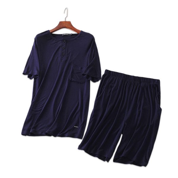 

summer modal pure color male pajamas sets short sleepwear simple pijamas for men short sleeves homewear pyjamas men, Black;brown