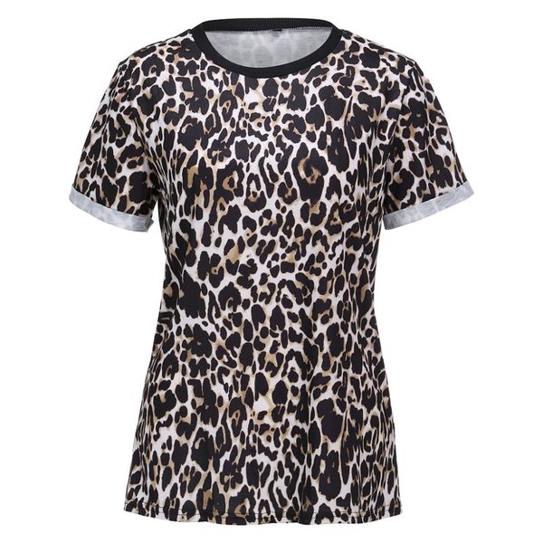 

vadim женщина элегантного leopard рубашка с коротким рукавом о марочной шее блузы основной моды случайного шикарных топы blusas плюс размер, White