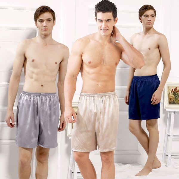 

случайные свободные мужские атласные шелка пижамные шорты летние пижамы мягкое нижнее белье пижамы сексуальные пижамы трусы пижамы homme, Black