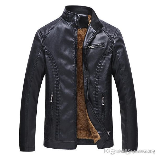 

2019 мужская куртка зима новый черный pu plus velvet теплый мужской кожаный pu кожаная куртка большой дизайнерскую куртку, Black;brown