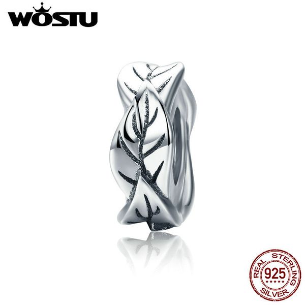 

wostu 925 sterling silver vintage leaves spacer ser beads fit wostu original diy charm bracelet pendant gift cqc597