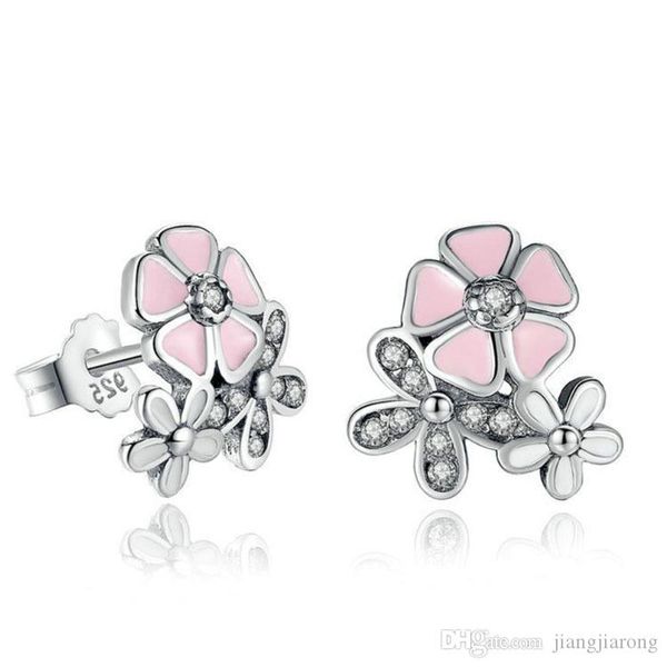

pe04 pandor earring blossom of plum blossoms single 925s pure silver sell fashion atmosphere for lover birthday christmas earings gift, Golden;silver