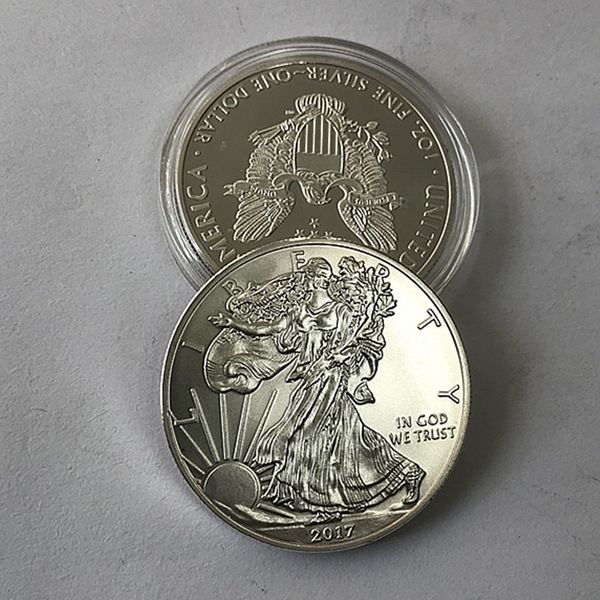 

100 pcs non magnetic the relievo 2017 om beauty with upside down eagle brass core silver plated 40 mm souvenir art decoration coin