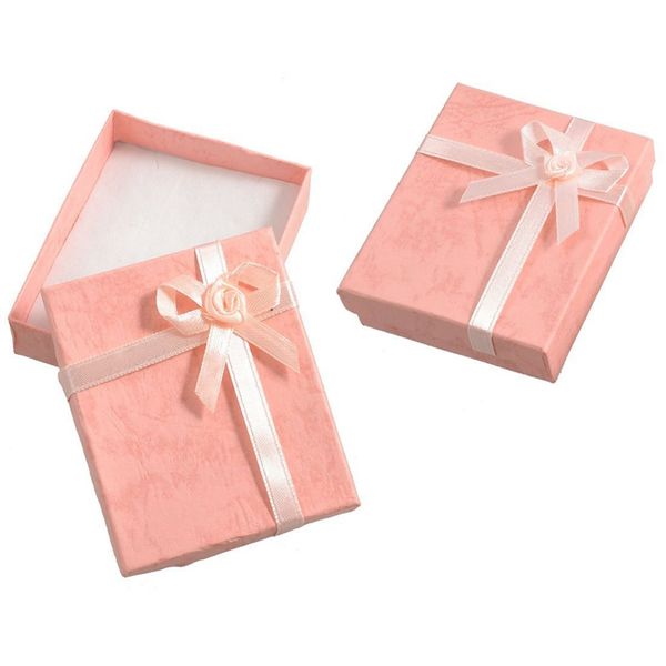 

2 x bowtie accent cardboard gift cases present boxes bracelet holder peach pink, Pink;blue