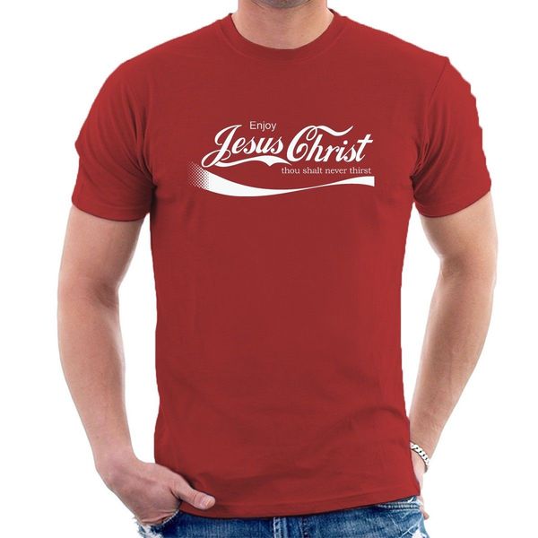

enjoy jesus christ t-shirt christian coke oca-cola inspired funny t-shirt b04 fashion style men t shirts 100% tee, White;black