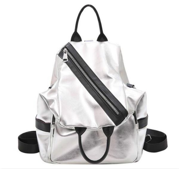 

designer women backpack bag luxury joker silver travel street backpack large capacity crossbady single shoulder bag