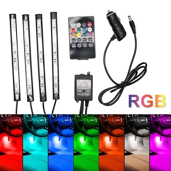 

4 strip led car interior rgb atmosphere decorative light neon lamp bulbs 12v