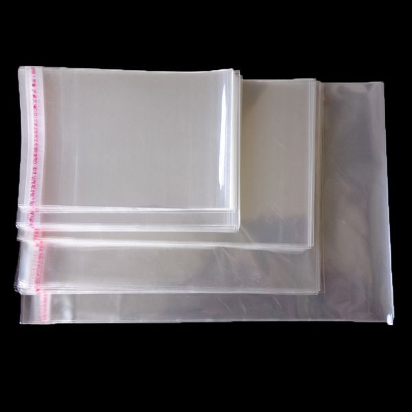 

300pcs self-adhesive plastic transparent bags resealable cellophane plastic opp bag 10 sizes clear packing storage poly bags