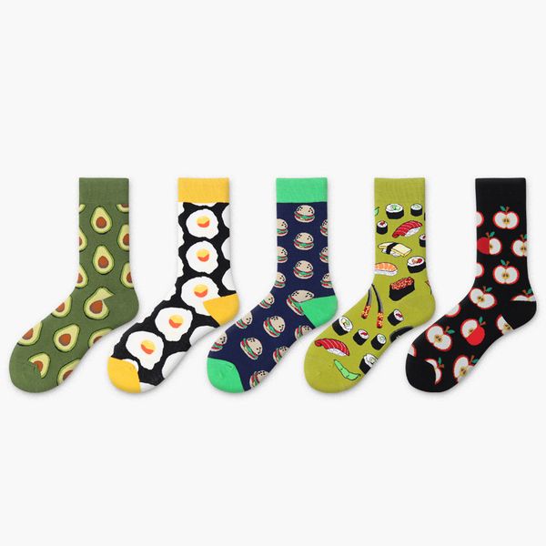 

avocado omelette burger sushi apple plant fruit food socks short funny cotton socks women winter men happy socks female, Pink;yellow