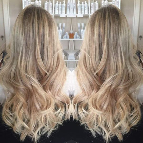

foreign trade europe and america wigs ladies long hair curly big wave fluffy brown highlights golden gradient wig, Black