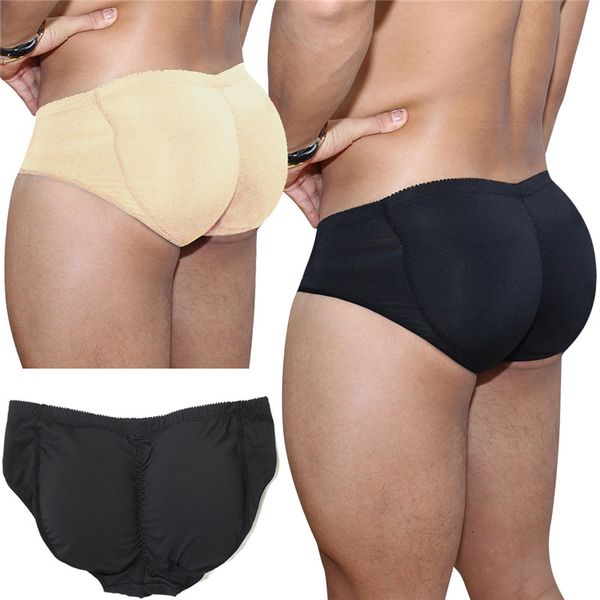 

man body shaper underwear padded butt lifter briefs panties back strengthening double removable fake ass push up cup bulge bodyshaper, Black;brown