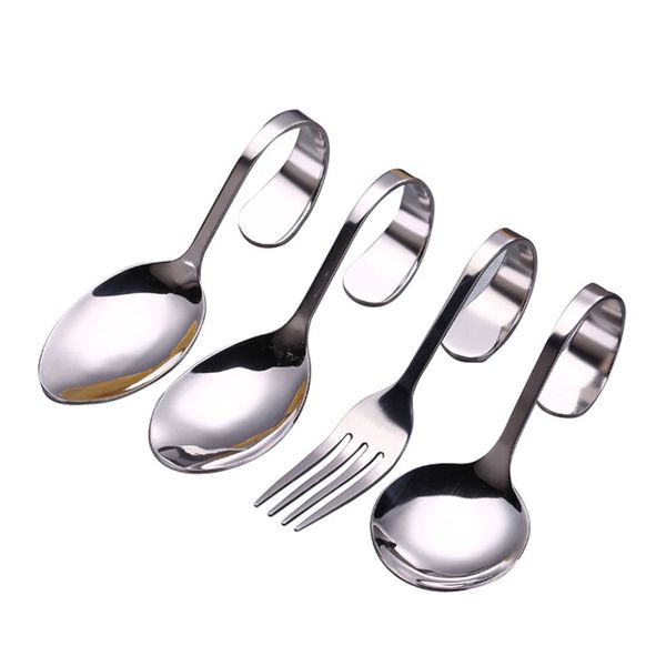 

stainless steel bend flatware creative curved handle cutlery bent fork spoon tableware for dessert kitchen accessories dhl wx9-1688