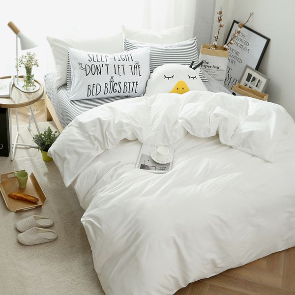 White Grey 100 Cotton Single Double Bedding Set Twin Queen King