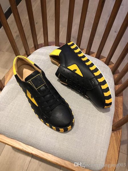 

2019 white summer new luxury men's sports shoes fabric brand with original leather size 35-44 cy19080801, Black