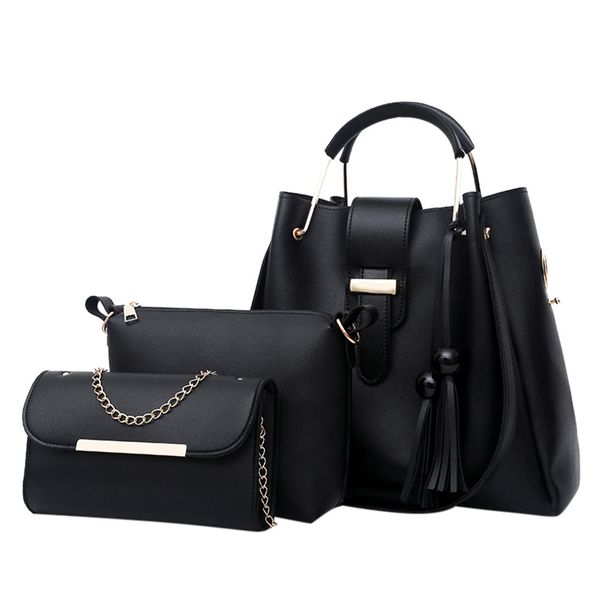 

luxury women set bag 3pcs leisure leather shoulder bags 2019 fashion handbag messenger bag ladies solid color three-piece bags