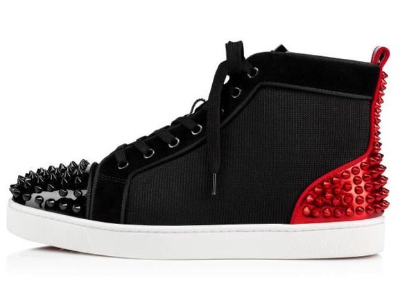 

high studded spikes ii flat casual red bottom mens luxury designer sneakers shoes new for women party wedding lll, Black