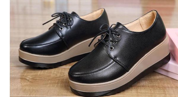 

2019 women's shoes in spring and autumn with new style slope heel round head@8081, Black