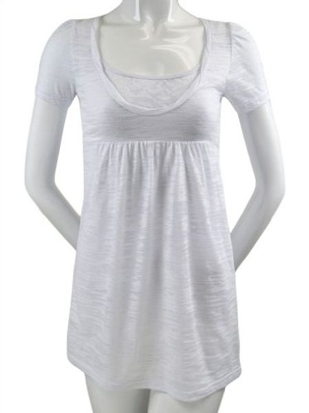

kavio women's striped burnout baby doll short sleeve dress, Black;gray