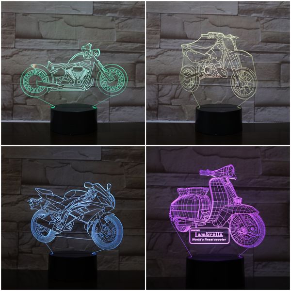 

table night lamp bedroom motorcycle lampara multicolor rgb childrens kids baby gifts led night light 3d illusion motorbike