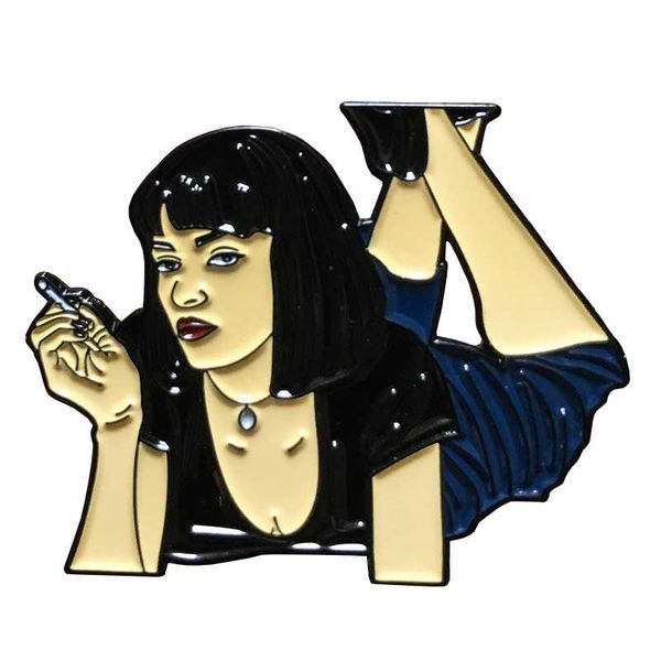 

mia wallace pulp fiction custom enamel pin, Gray