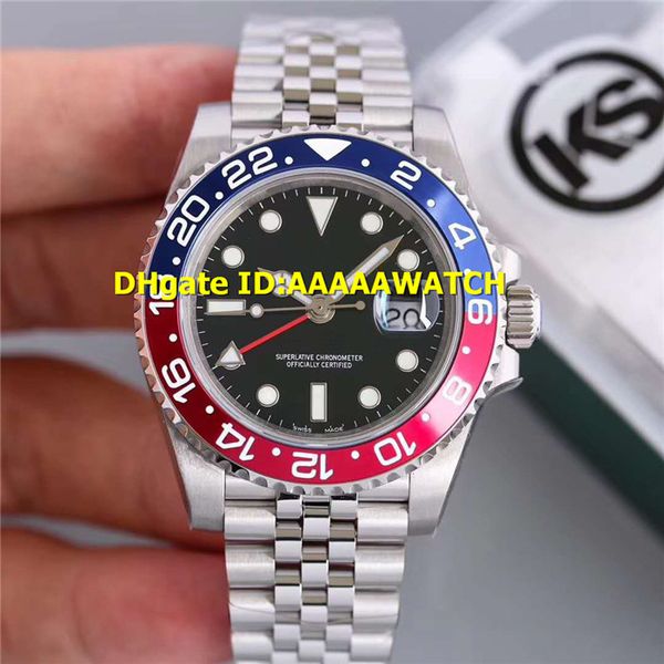 

K red blue ceramic bezel 1167 10blnr gmt men watch tainle teel eta 2836 2 automatic movement 28800bph blue uperlume watche