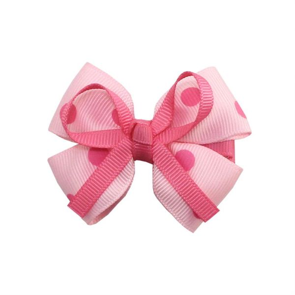 

3 inch multicolor cute baby girls bow headwear polka dot ribbon hair clip, Slivery;white
