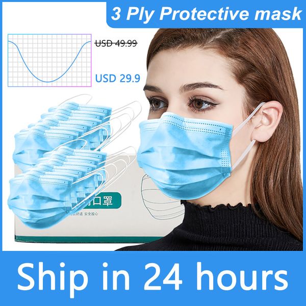 

3 ply disposable face masks earloop face mouth masks facial mask cover anti dust respirator