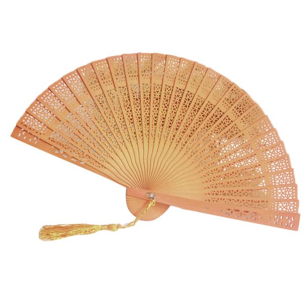 

wedding hand fragrant party carved bamboo folding fan chinese style wooden party stage performance prop fan eventail mariage #13