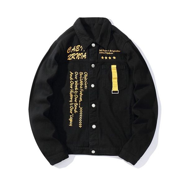 

мода мужская женская джинсовая куртка новый стиль прибыл весна осень ковбойское пальто классический роскошный письмо печати черный джинсовый, Black;brown