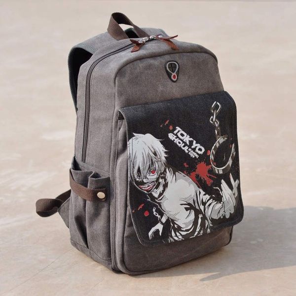 

longmiao canvas kaneki ken school bags anime cartoon tokyo ghoul bag travel durable teenager school tokyo ghoul cosplay backpack