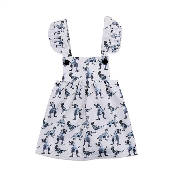 

baby girl cartoon dress toddler kids summer dinosaur print cute dresses, Red;yellow