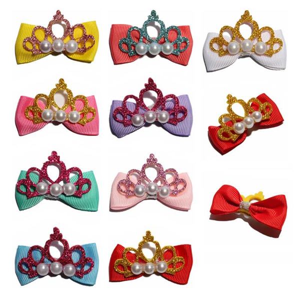 

200pcs 5cm fashion glitter crown hair bow for hairpins grosgrain boutique for hair clips accessories u pick color, Slivery;white