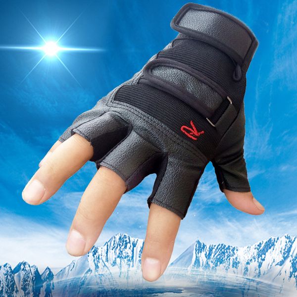 

men tactical outdoor sports gifts hiking sports running cycling gloves bike bicycle half finger pu leather gloves #t2, Blue;gray