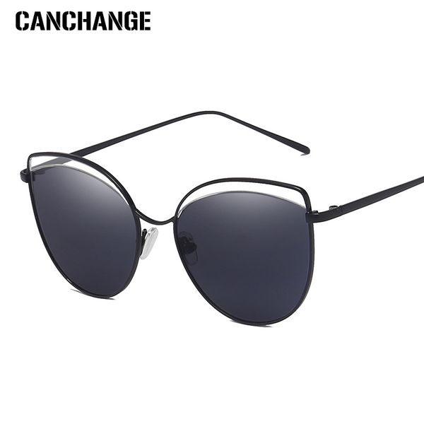 

canchange brand fashion women sunglasses cat eye frame sun glasses women men full frame eyewear feminino, White;black