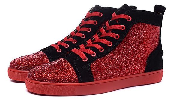 

brand new black suede with red rhinestone red bottom shoes for women shoes r luxury brand men shoes