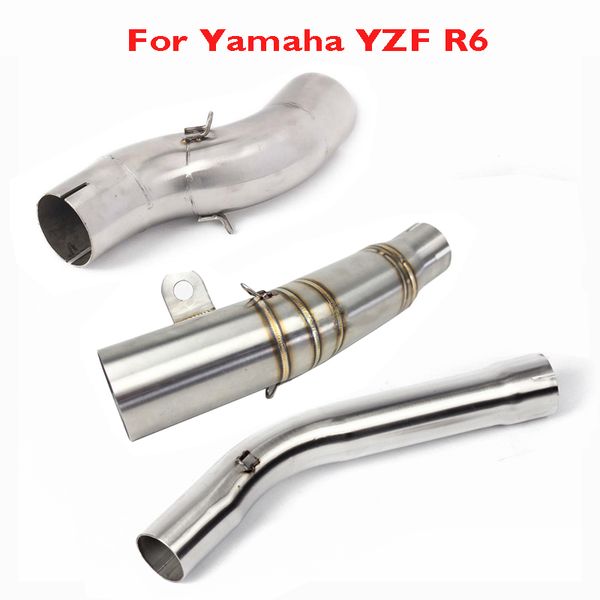 

motorcycle yzf r6 exhaust pipe mid connect link tube pipe stainless steel titanium middle link for yzf r6 1998-2019