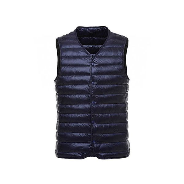 

autumn winter men down waistcoat casual ultra-light thin warm down vest liner mens solid color single-breasted vest, Black