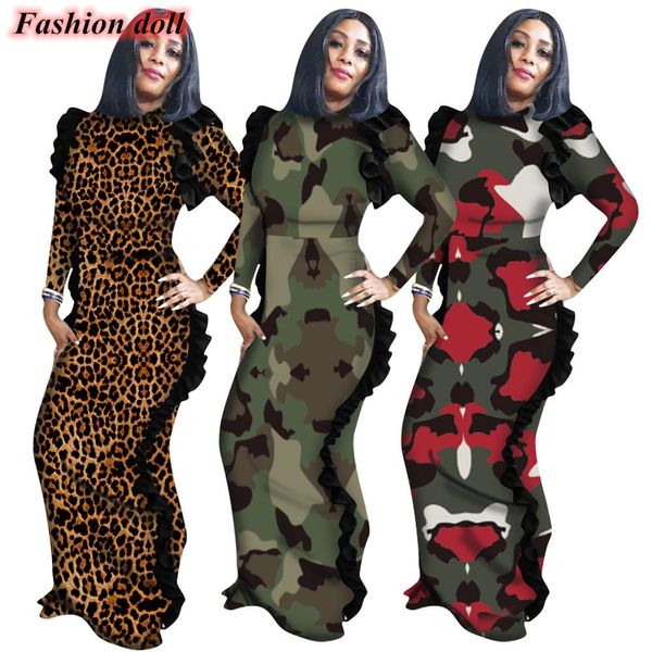 

casual dresses 2021 bodycon party women pullover long sleeve print ruched autumn sheath straight maxi dress vestidos robe femme, Black;gray