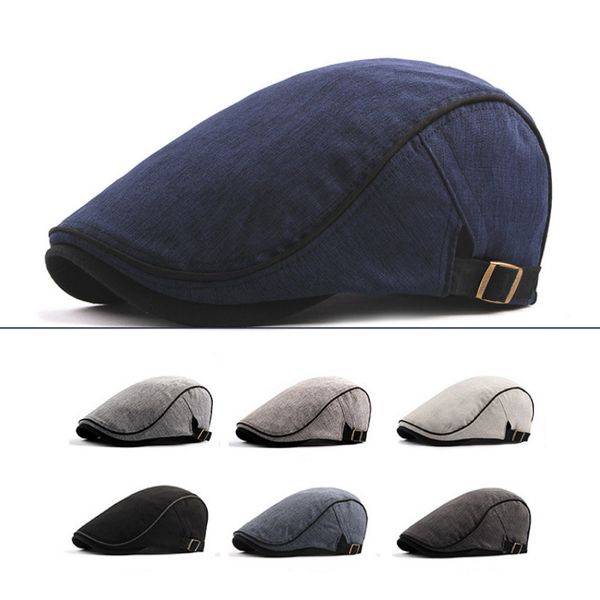 

new beret golf cap women men retro british style adjustable built-in cotton running sweatband hat, Black;white